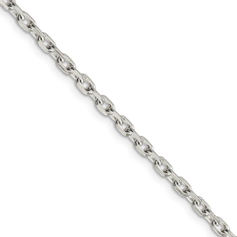 3.25mm Sterling Silver Solid Beveled Oval Cable Chain Necklace, 28 In